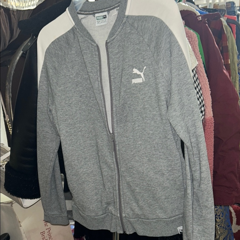 Puma Gray and White Bomber Jacket